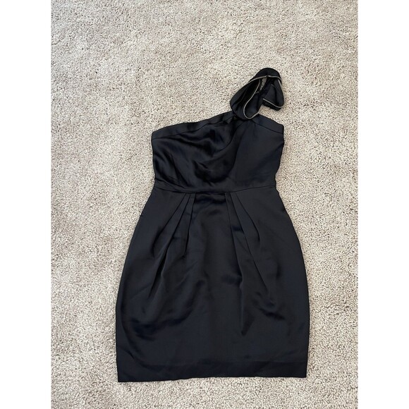 BCBG MAXAZRIA Black Monaco One Shoulder Ruffled Mini Dress Size 2 *Please Read* - Picture 5 of 12
